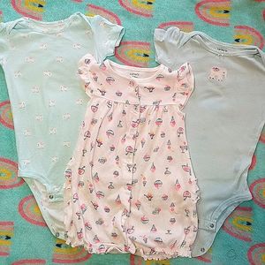 Bundle Of Carter's Onesies and Romper